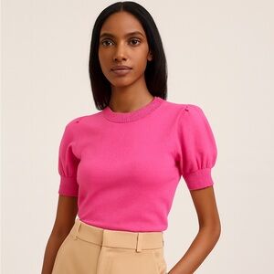 Pink Puff Sleeve Women's Sweater